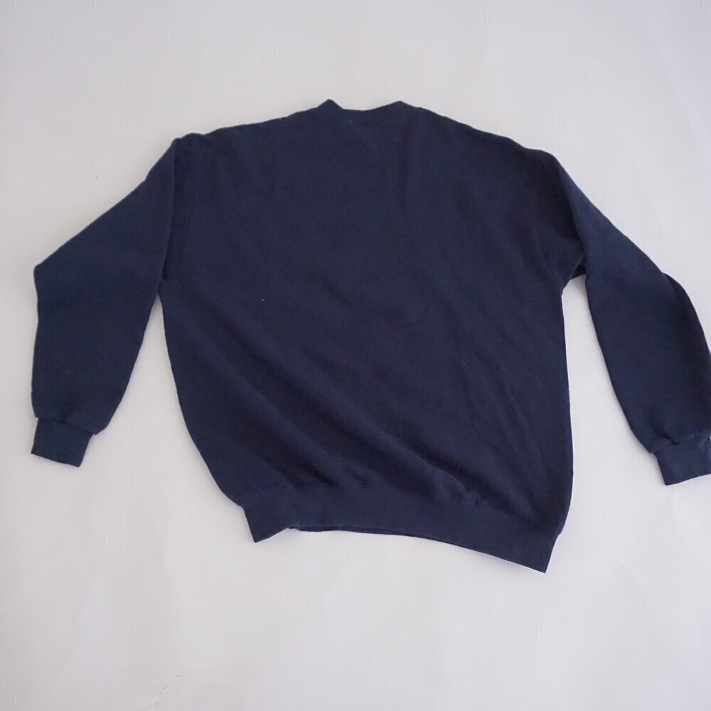 Vintage B Wear Navy Noahs Ark Animal Embroidered Graphic Cabincore Sweatshirt L - Picture 10 of 10